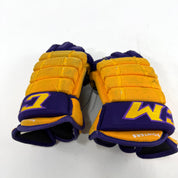 Used Yellow and Purple CCM 4 Roll Pro Gloves | 14" | E550 - Top Flight Hockey