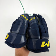 Used Stl Blues Navy CCM HGCL Gloves | 13" | Puvernovic | D94 - Top Flight Hockey