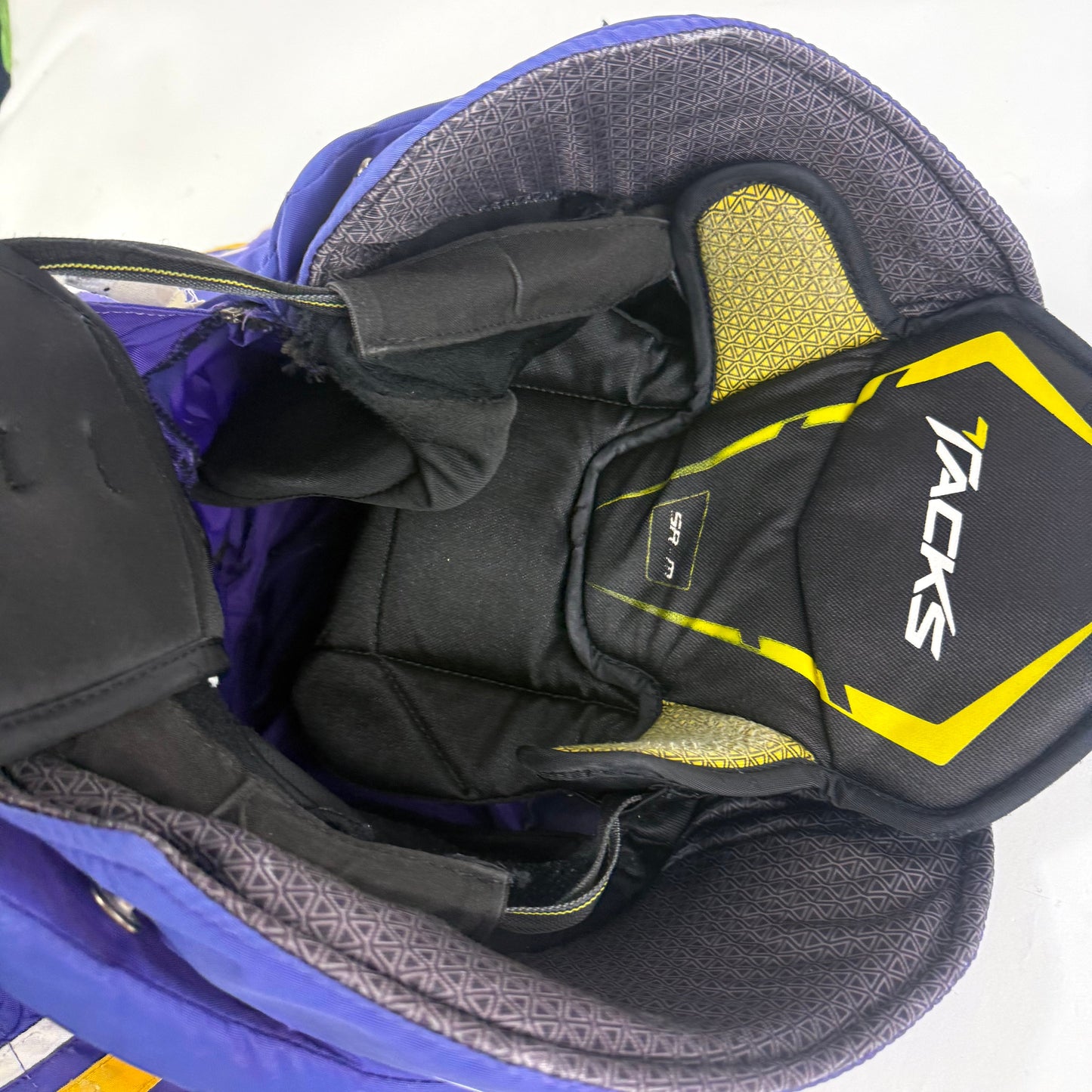 Used Purple/Yellow CCM Tacks 65C Pants | Medium | E552 - Top Flight Hockey