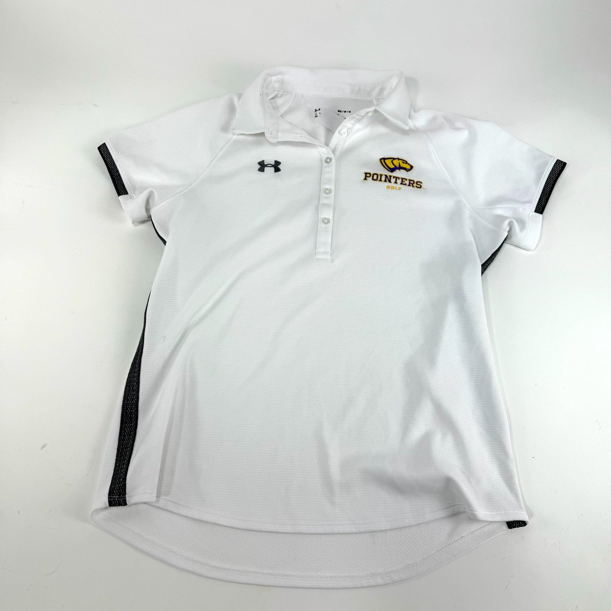 Used White Womens Adidas UWSP Pointers Golf Polo | Womens M | E271 - Top Flight Hockey
