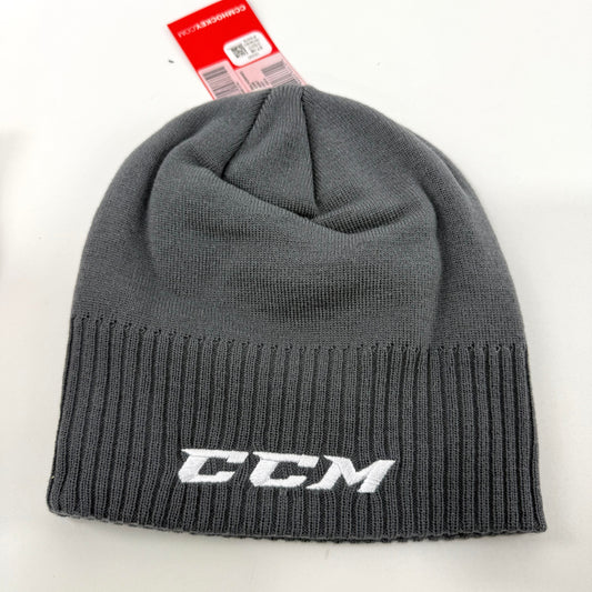 New Grey CCM Team Knit Beanie | Senior | #888600333151 - Top Flight Hockey
