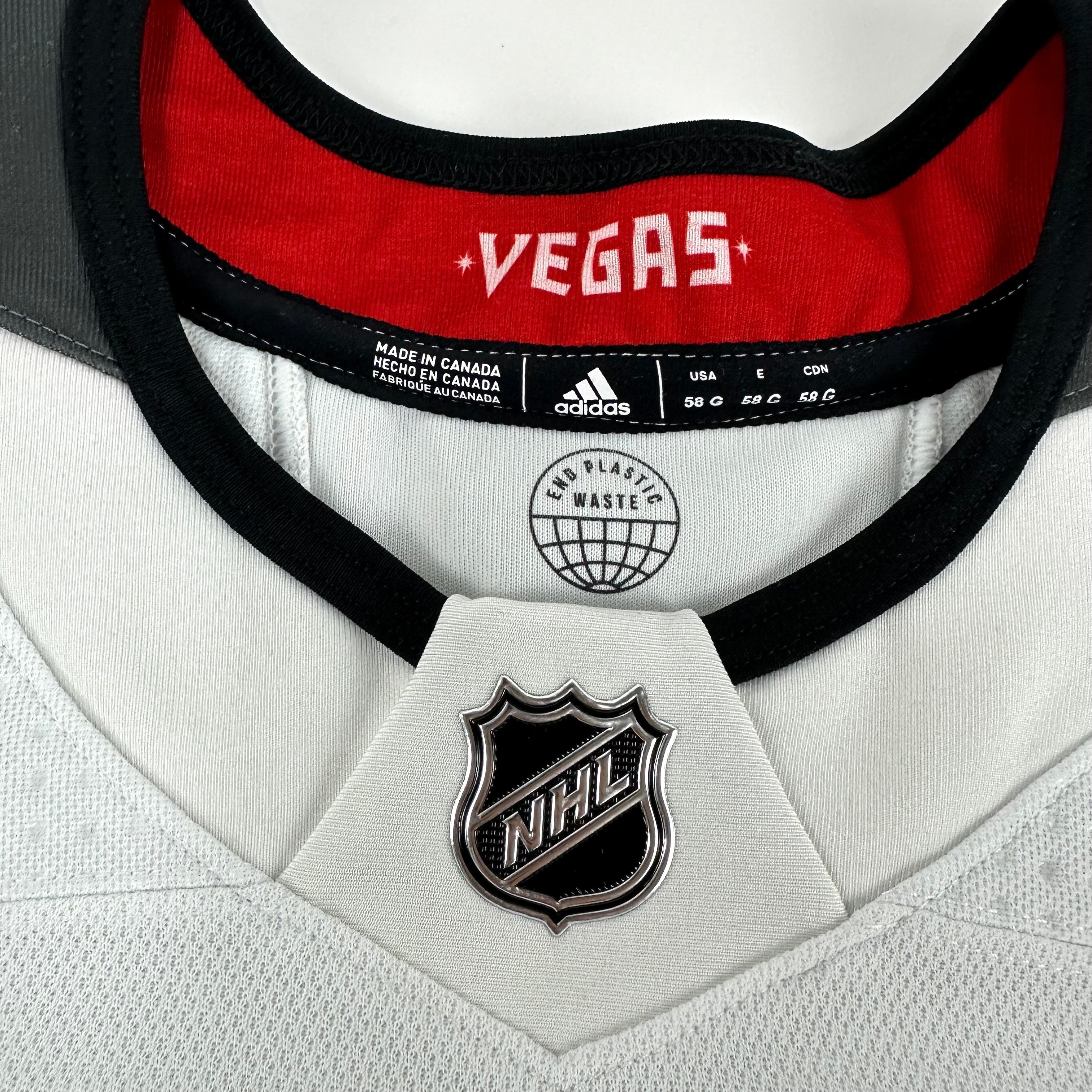 Brand New Away White Primegreen Vegas Golden Knights MIC Made in Canada Blank Game Jersey - Size 58G