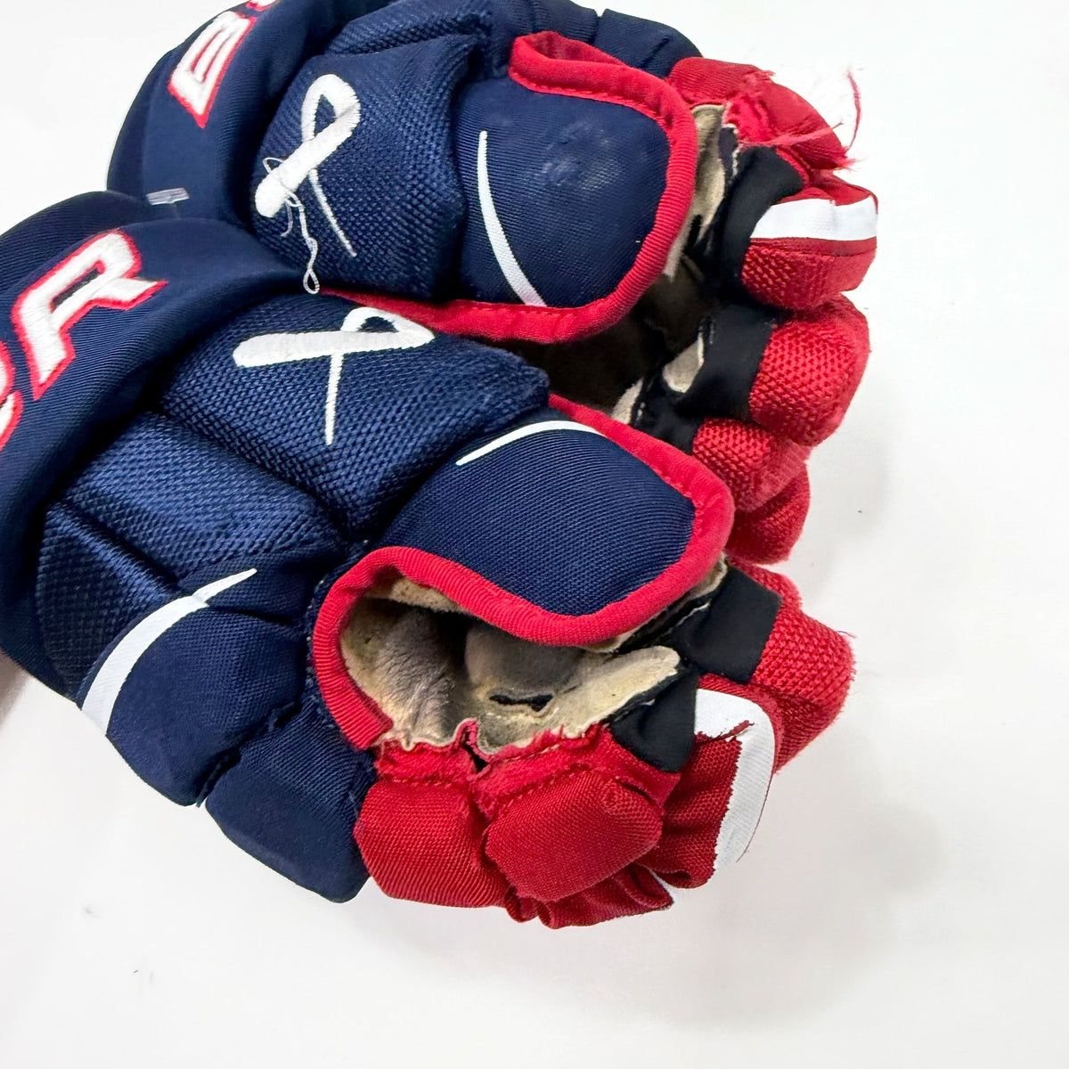 Used Blue Red White Bauer Hyperlite Gloves | 12" | AB807