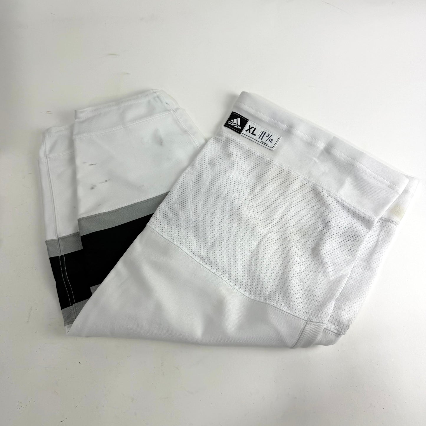 Used Anze Kopitar White Adidas LA Kings Socks | XL - Pair used 3/12
