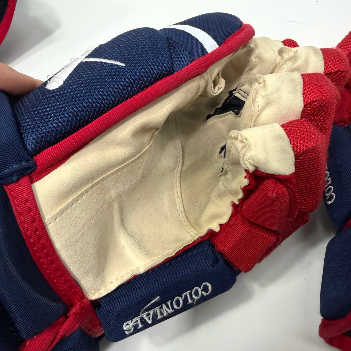 Used Blue Red White Bauer Hyperlite Gloves | 14" | AB775
