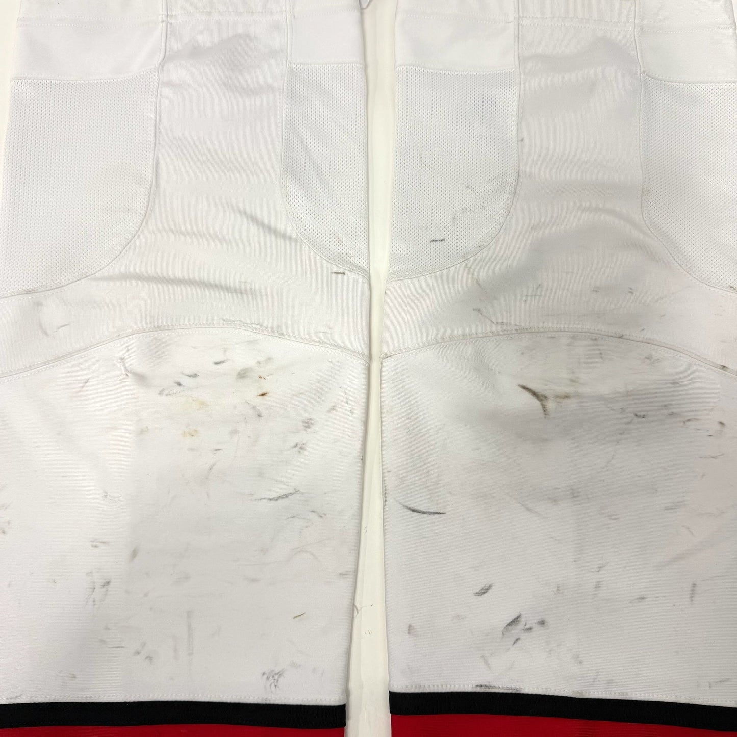 Used White with Red Stripe CCM Socks | XL | AB897