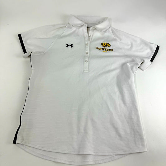 Used White Womens Under Armour UWSP Pointers Golf Polo | Womens L | E302 - Top Flight Hockey