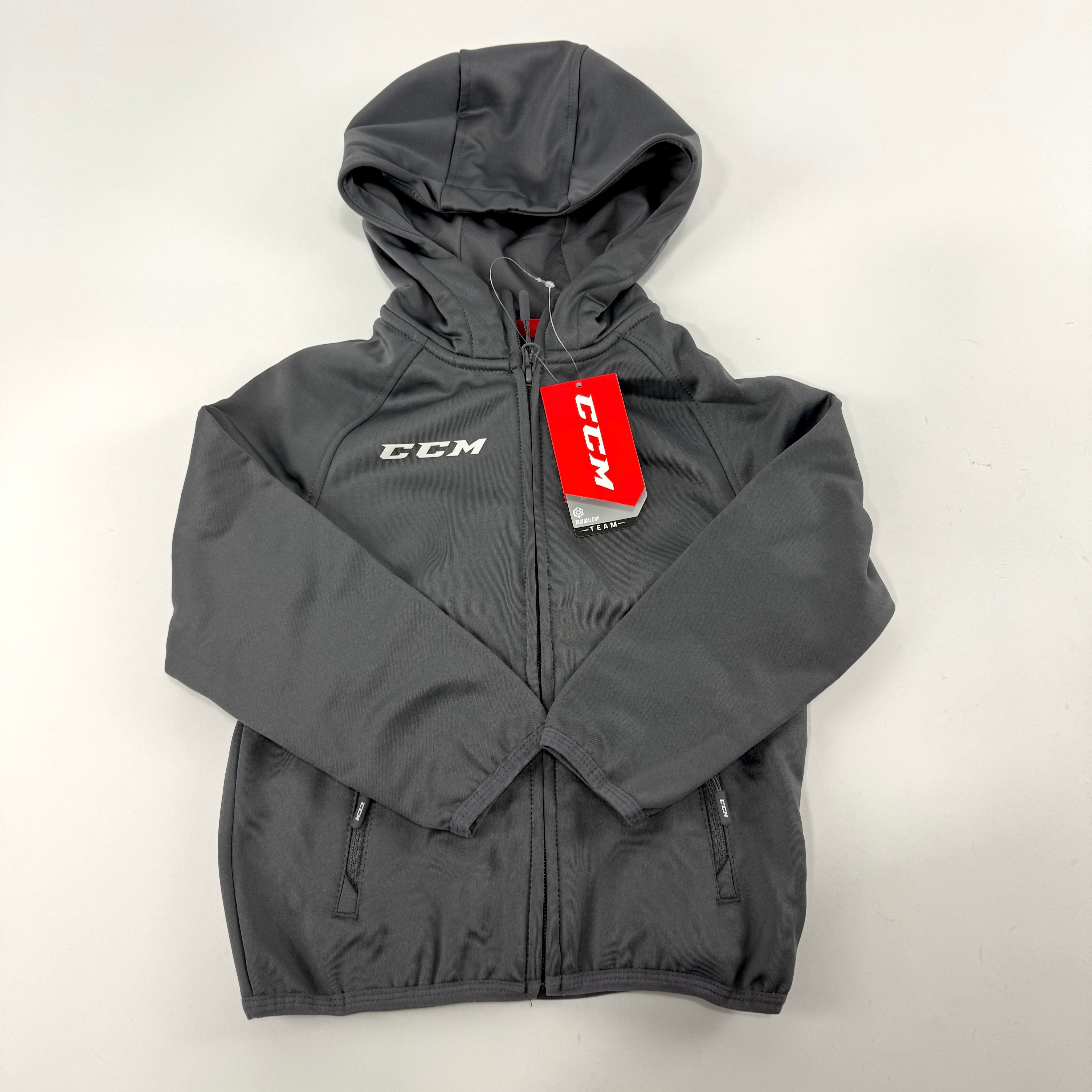 New Dark Grey CCM Youth Full Zip Performance Hoodie | Youth XS | #888600267753 - Top Flight Hockey