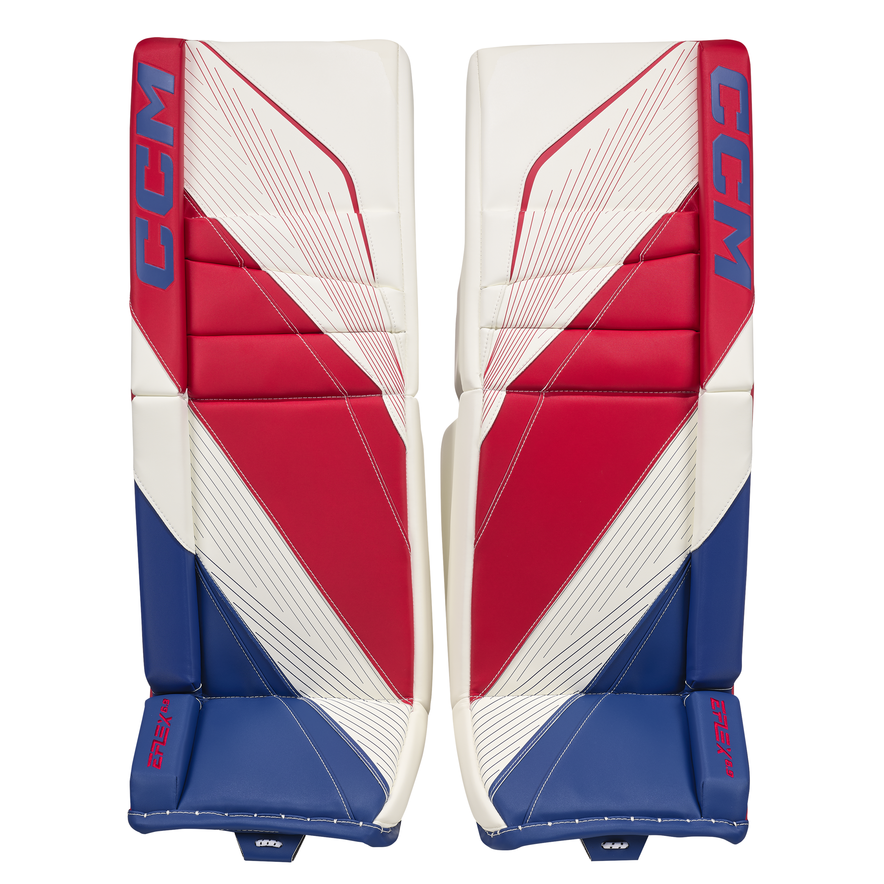 New CCM White E Flex 6.9 Goalie Leg Pads | 33+1" | #191520631734 - Top Flight Hockey