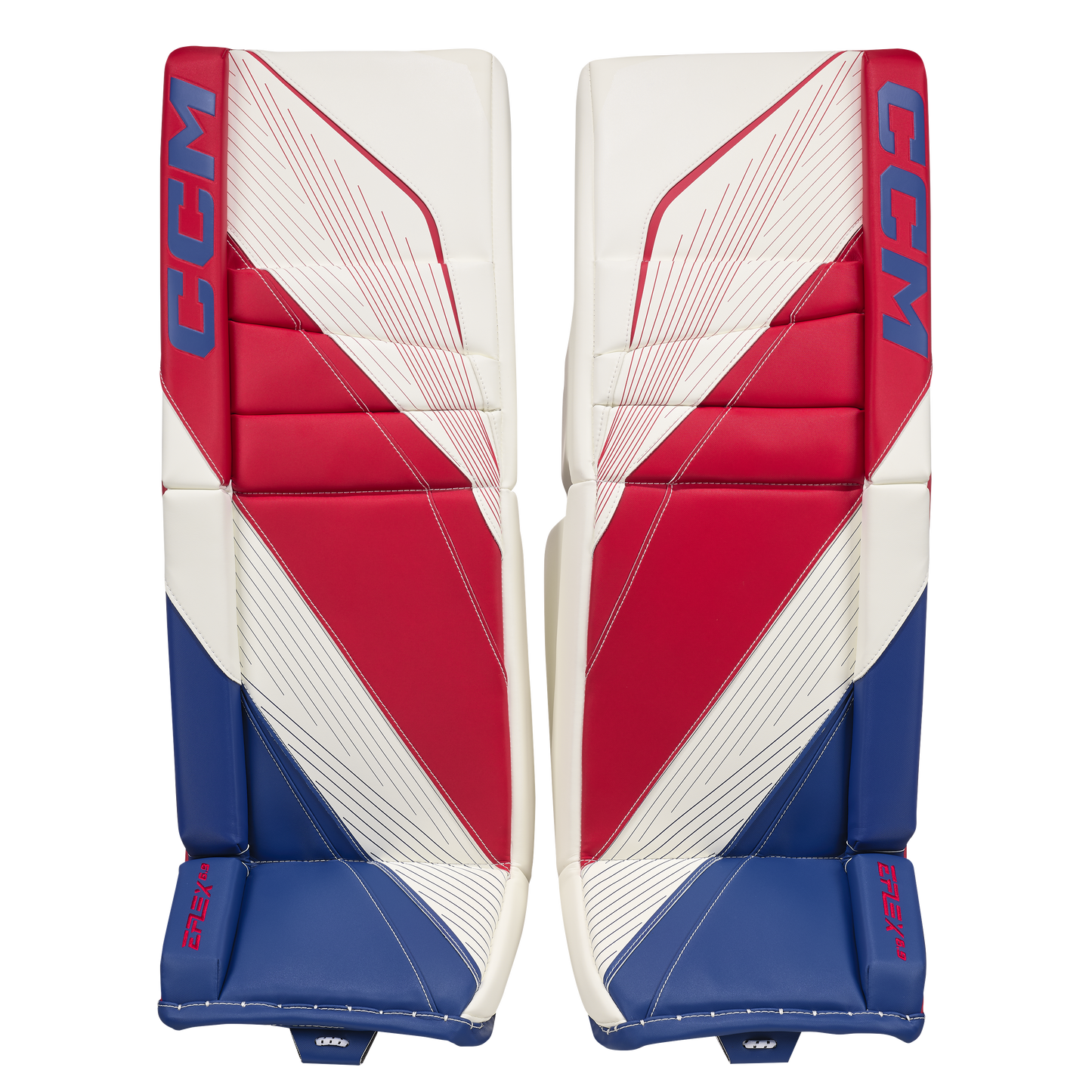 New CCM White E Flex 6.9 Goalie Leg Pads | 34+2" | #191520631758