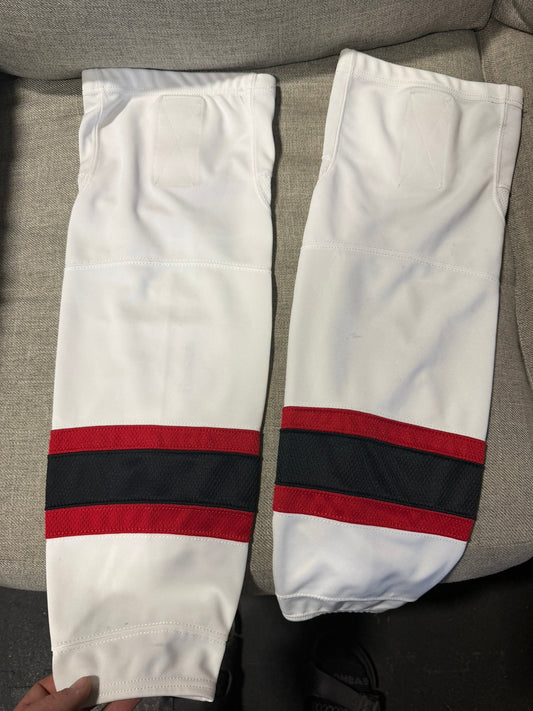 White Blackhawks junior 24” socks