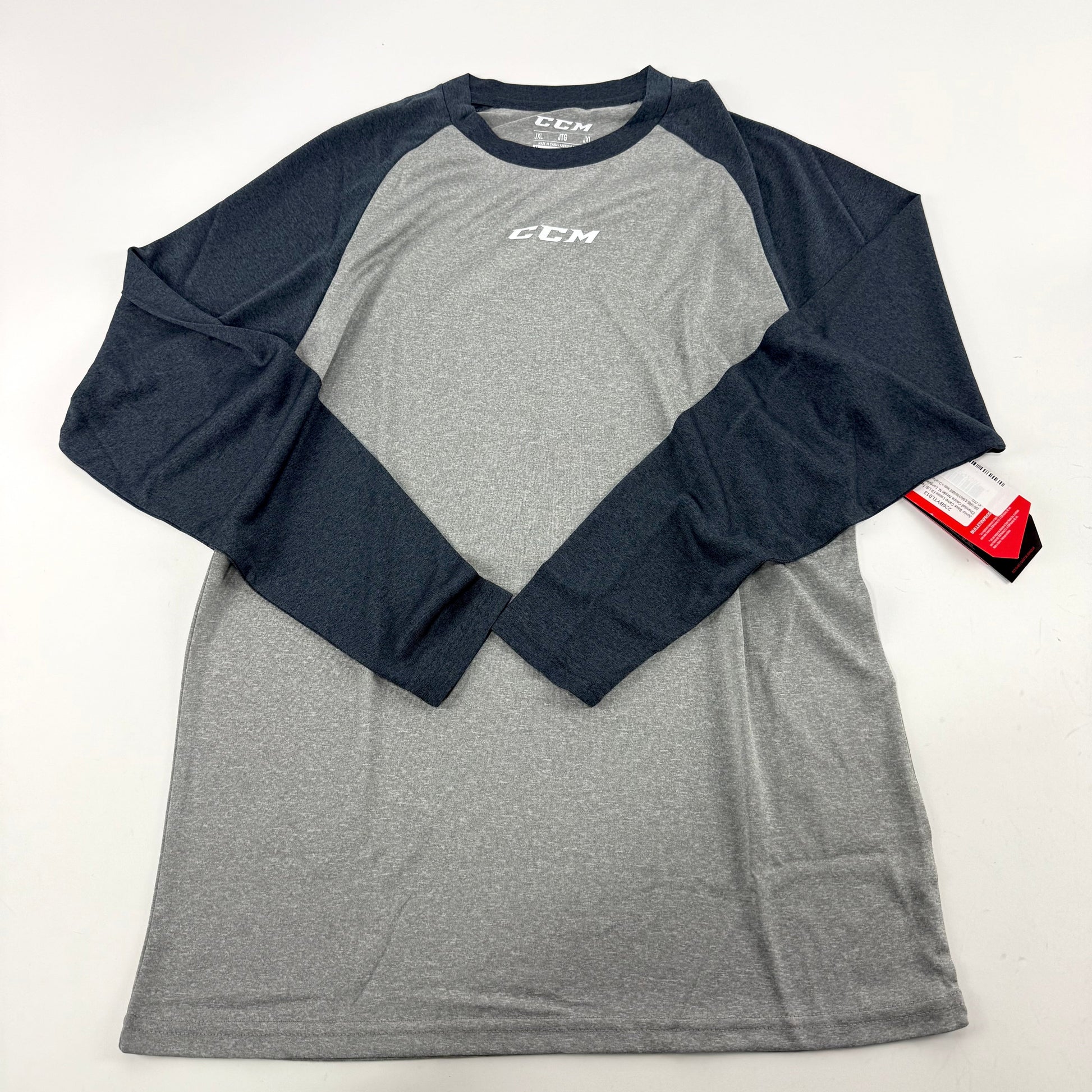 New CCM Youth Basecamp Two Tone Long Sleeve | Grey/Navy | Youth XL | #191520511234 - Top Flight Hockey