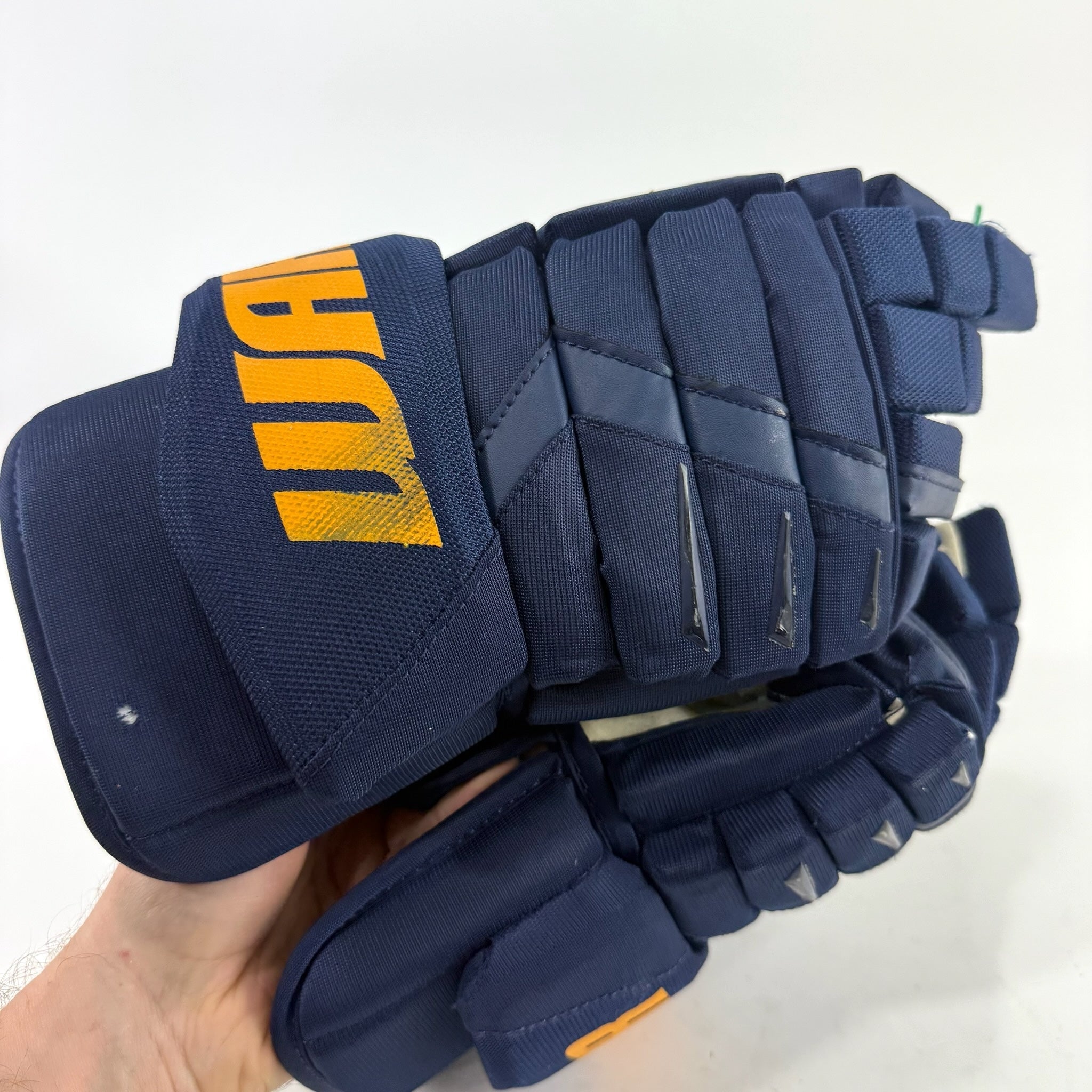 Used Navy STL Blues Warrior Alpha DX Pro Gloves | 14" | Suter | D184 - Top Flight Hockey