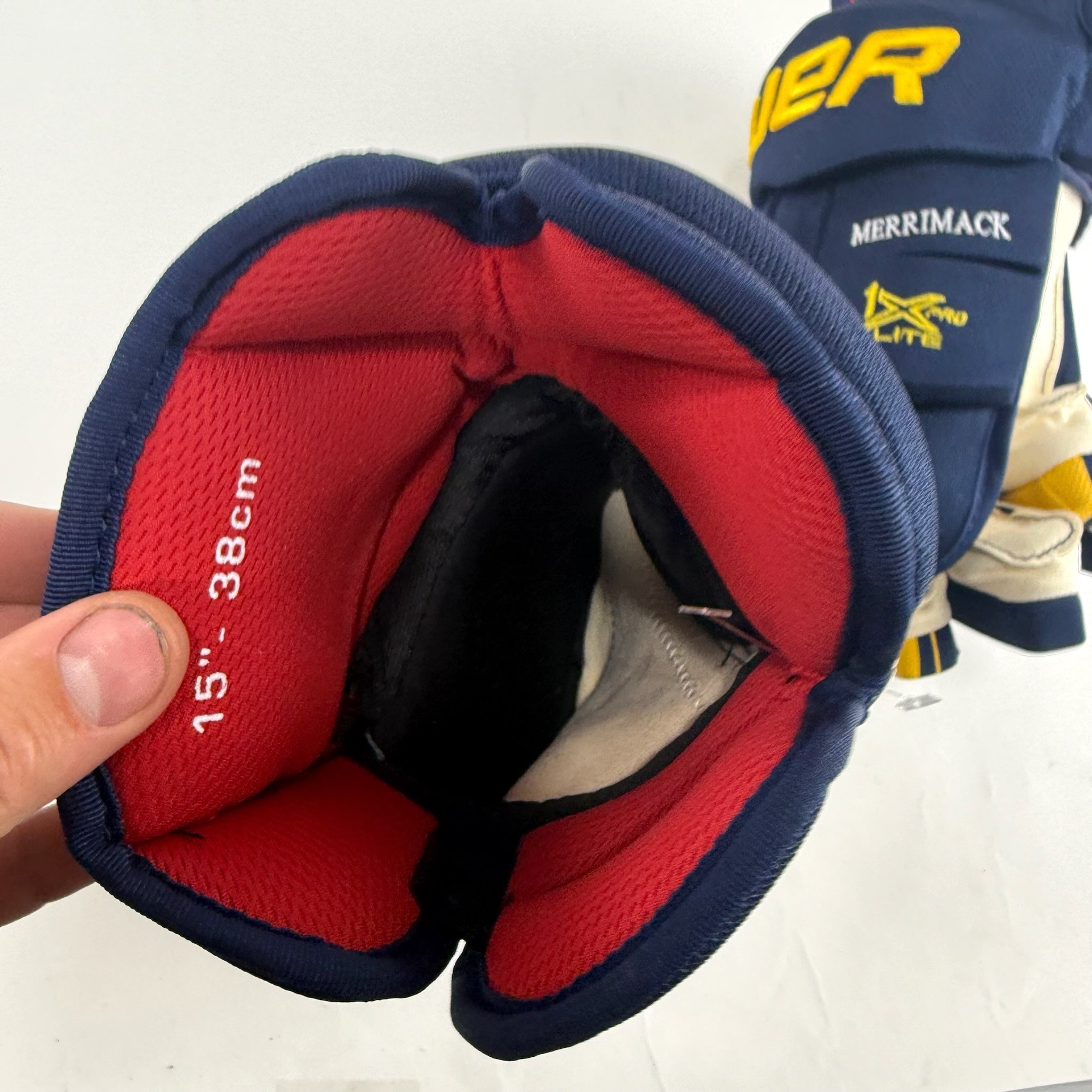 New Navy and Yellow Bauer Vapor 1x Pro Lite Gloves | 15" | B608 - Top Flight Hockey