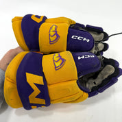 Used Yellow and Purple CCM Jetspeed Gloves | 14" | E555 - Top Flight Hockey