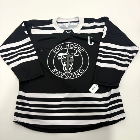 Used Black and White Verbero Evil Horse Brewing Jersey | Large | A105 - Top Flight Hockey