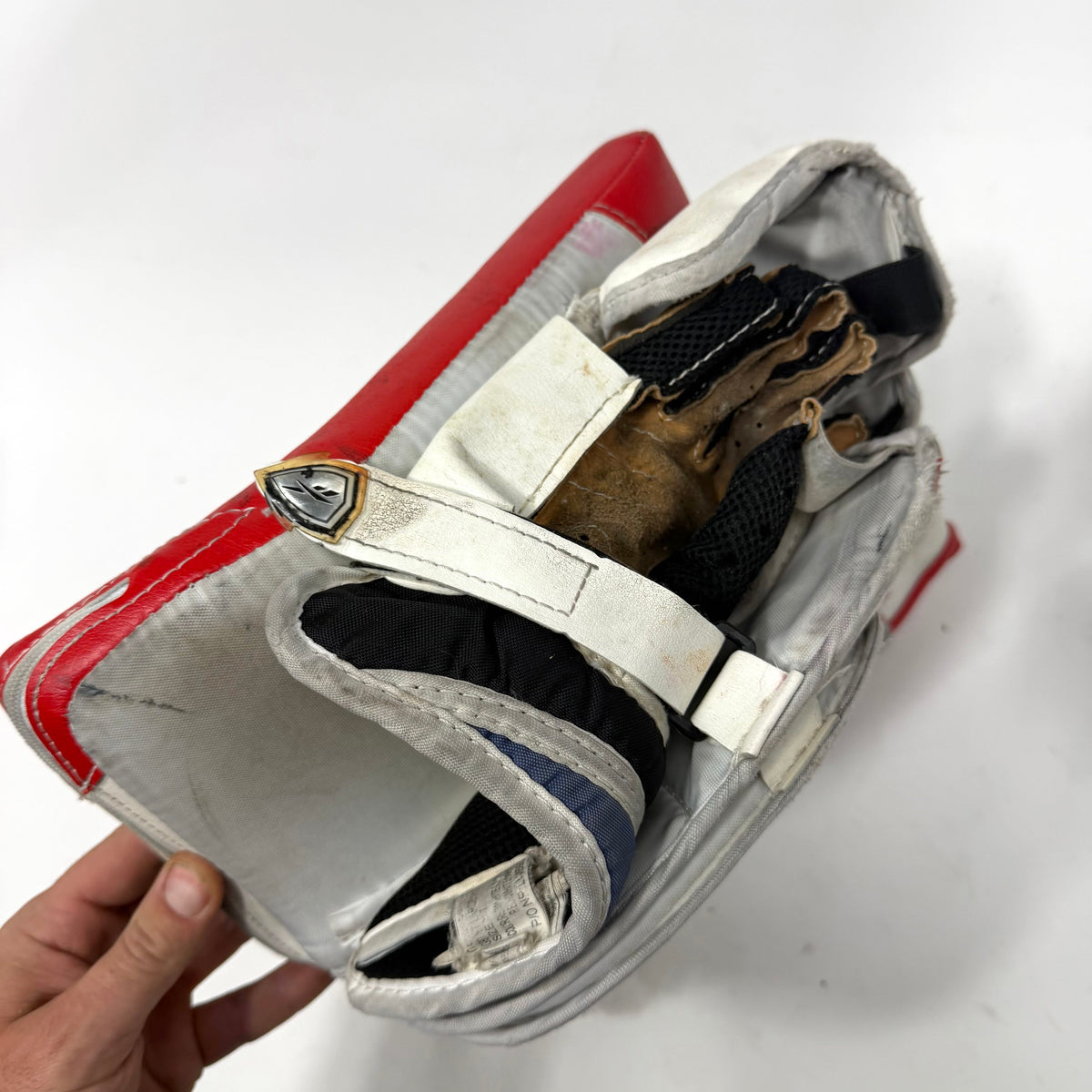 Used Regular Red/White/Blue Reebok L7 Youth Goalie Glove and Blocker | AB362