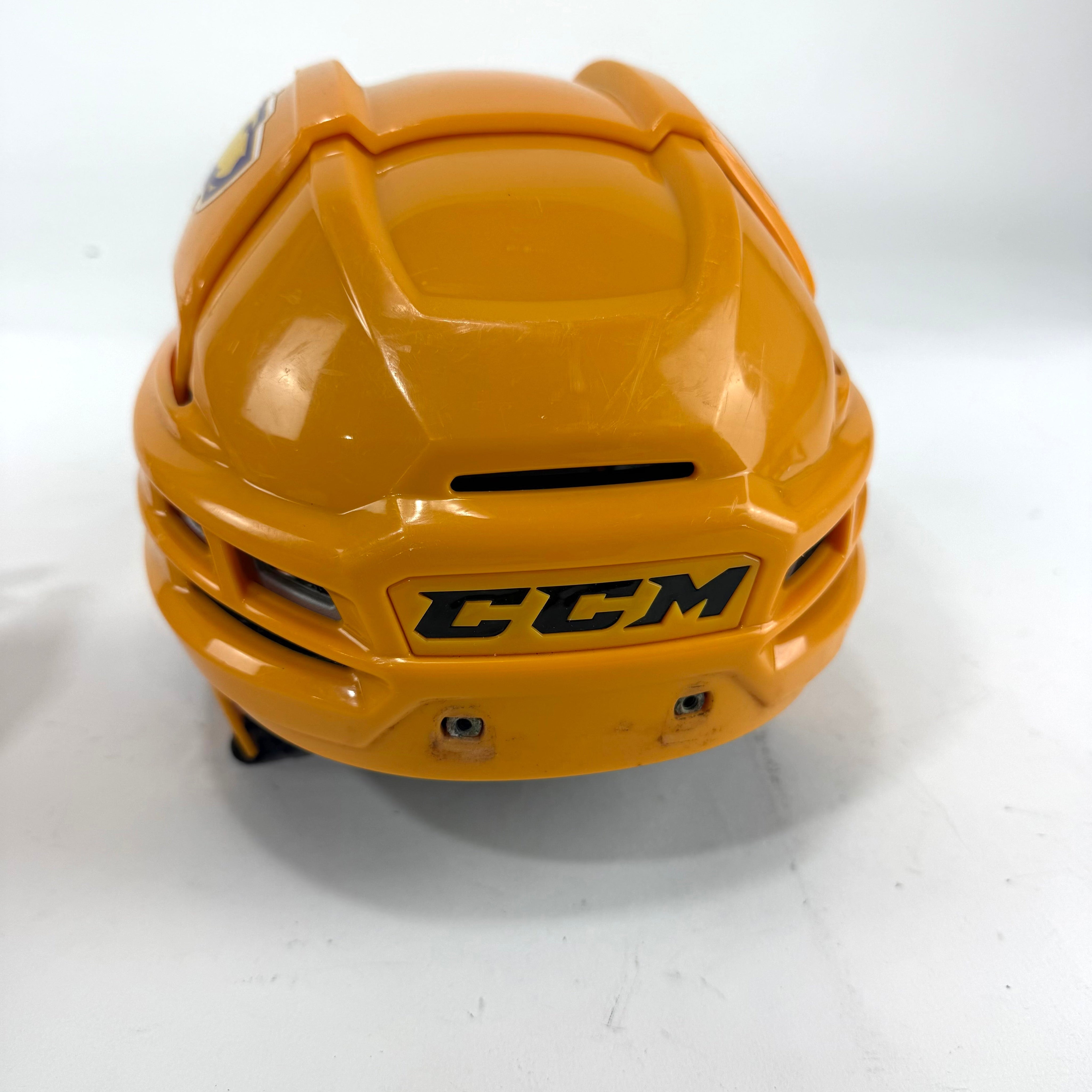Used Sunflower Yellow CCM Tacks 910 Helmet | Medium | E478