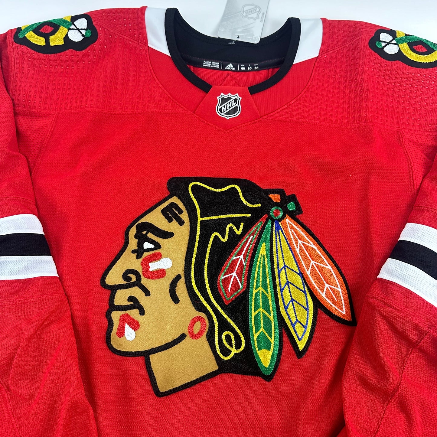 Brand New Red MIC Adidas Chicago Blackhawks Blank Game Jersey - Size 56