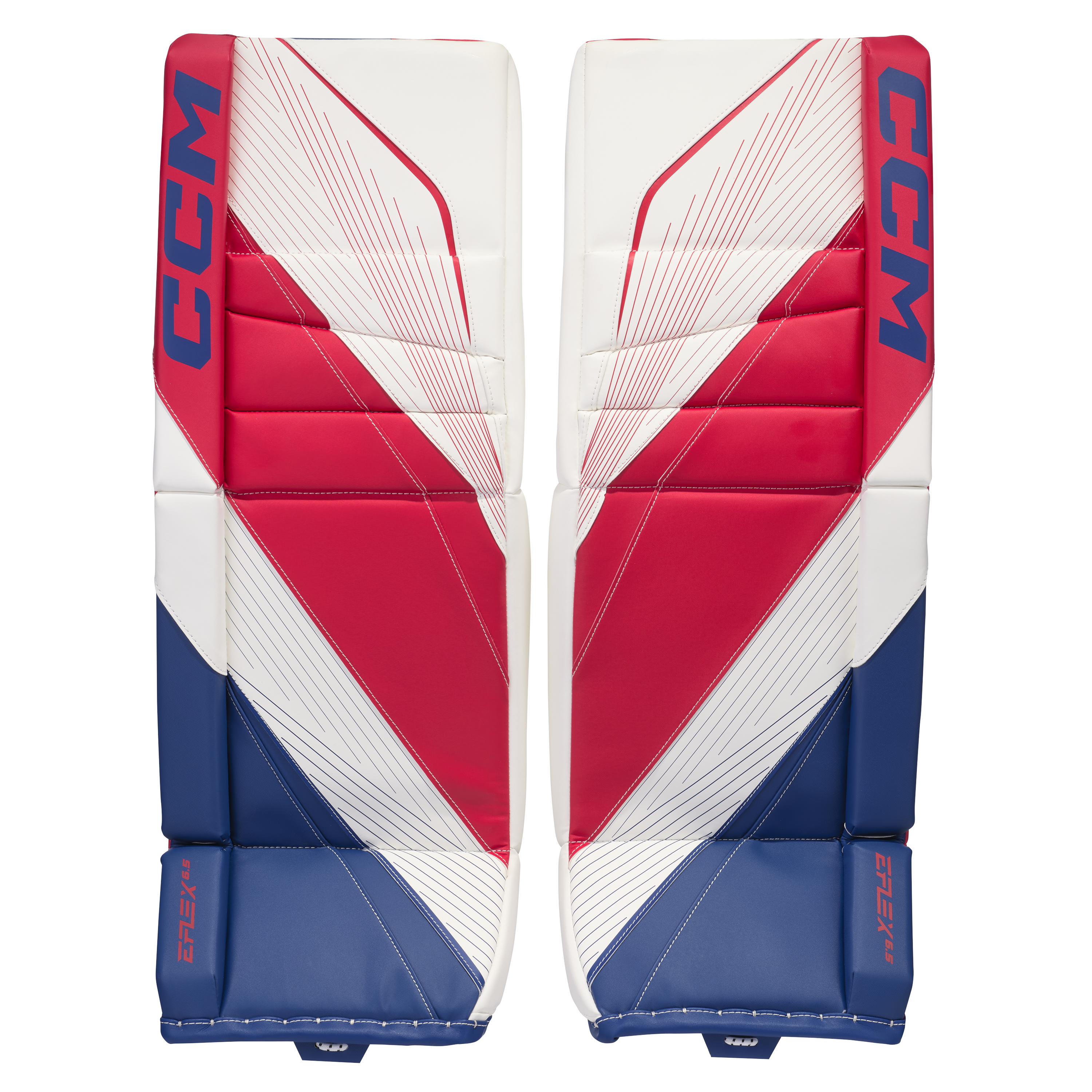 New CCM Red White Blue E Flex 6.5 Goalie Pads | 30+1" | #191520631420 - Top Flight Hockey