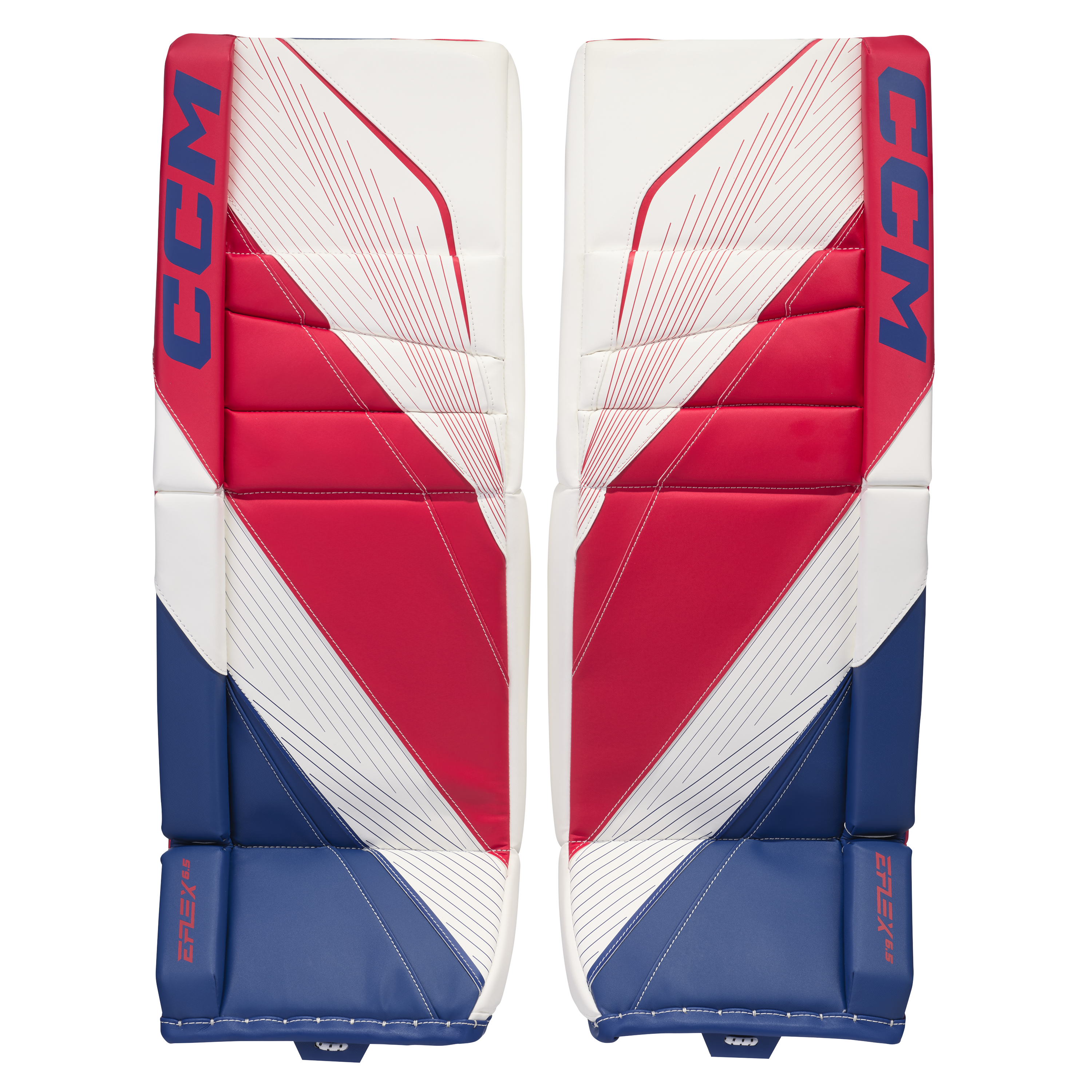 New CCM Red White Blue E Flex 6.5 Goalie Pads | 30+1" | #191520631420 - Top Flight Hockey