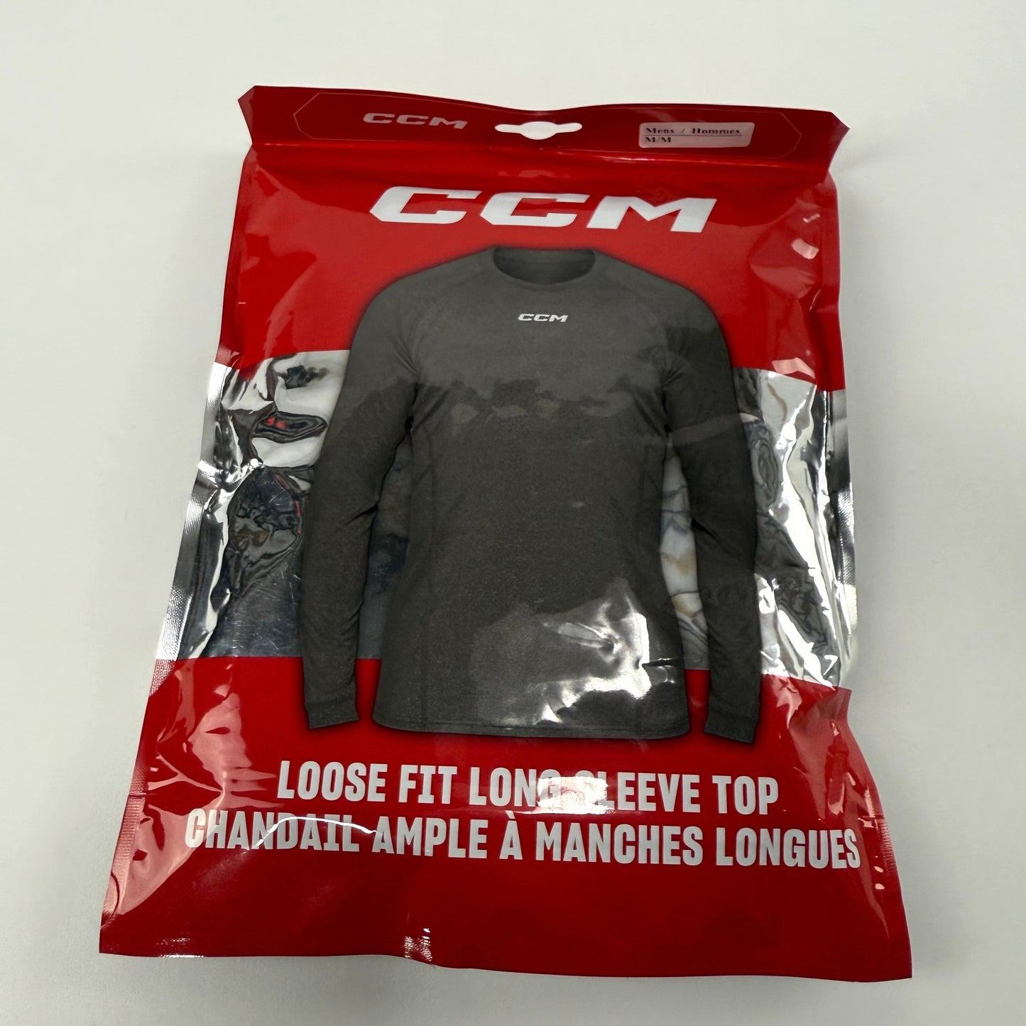 New Grey CCM Mens Long Sleeve Shirt with Gel | Senior M | #191520519322