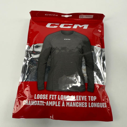 New Grey CCM Mens Long Sleeve Shirt with Gel | Senior M | #191520519322