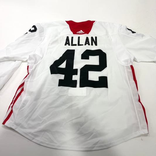 Used White Chicago Blackhawks Adidas MIC Practice Jersey | Size 56 | Allan #42 - Top Flight Hockey