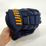 Used Navy STL Blues Warrior QR1 Pro Gloves | 14" | Scandella | D175 - Top Flight Hockey