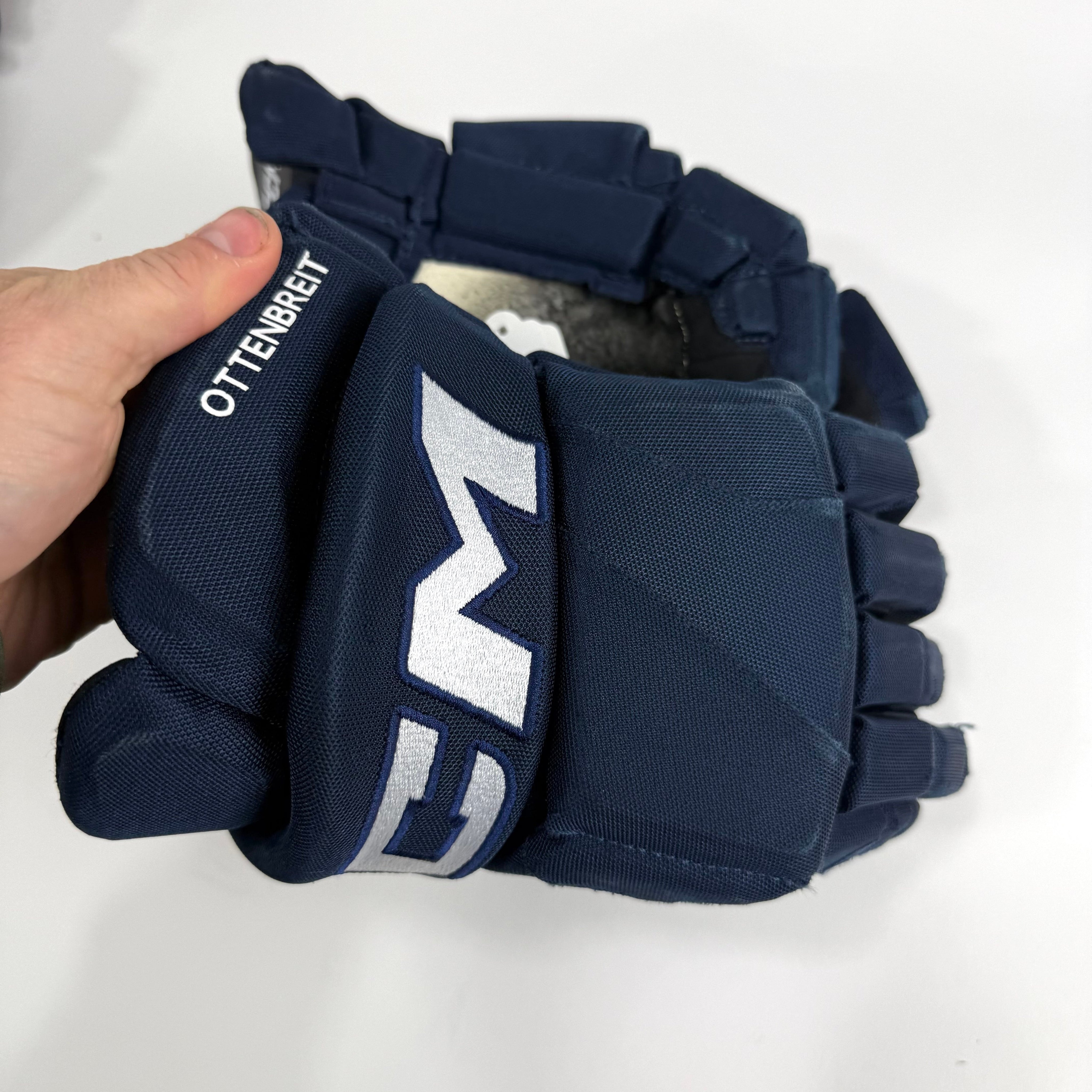 Used Navy CCM Tacks Pro Gloves | 14" | D364