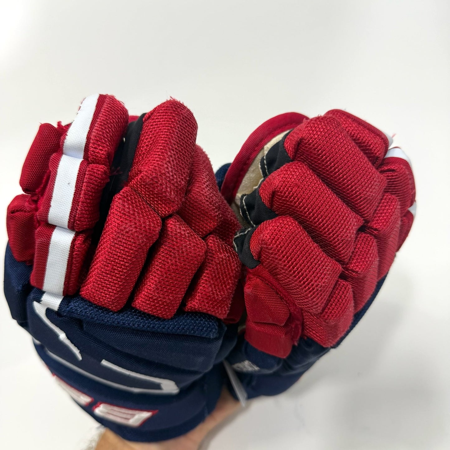 Used Blue Red White Bauer Hyperlite Gloves | 12" | AB806