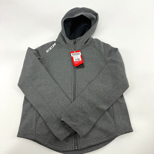 New Dark Grey CCM Premium Full Zip Hooded Fleece | Youth M | #191520015022 - Top Flight Hockey