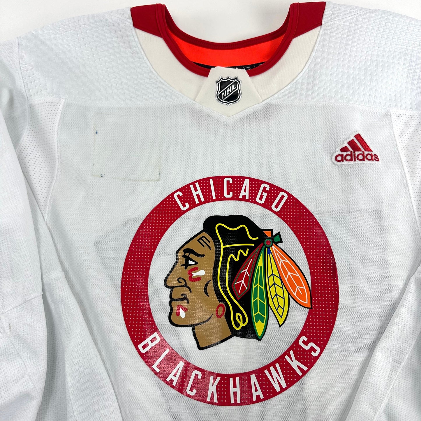 PERROTT #57 - White Chicago Blackhawks Camp / Practice Jersey - Adidas MIC Size 56 - Top Flight Hockey