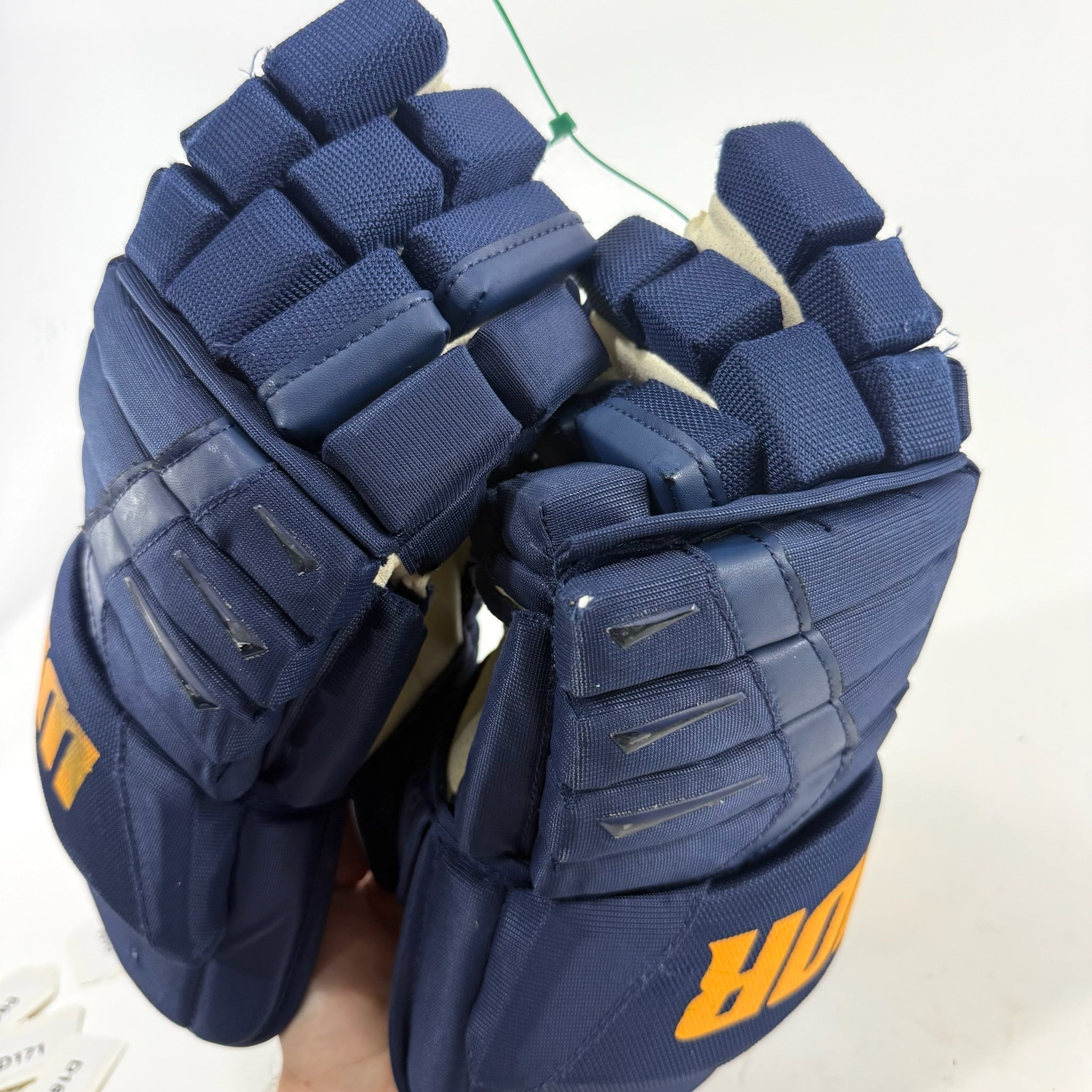 Used Navy STL Blues Warrior Alpha DX Pro Gloves | 14" | Suter | D184 - Top Flight Hockey