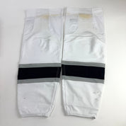 Used Anze Kopitar White Adidas LA Kings Socks | XL - Pair used 3/12 - Top Flight Hockey