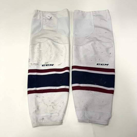 Used White Tulsa Oilers CCM Socks | Large | AB748