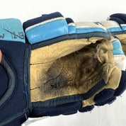 Used Navy, Baby Blue, White CCM Pro V Gloves | 12" | Maine Blackbears | B624 - Top Flight Hockey