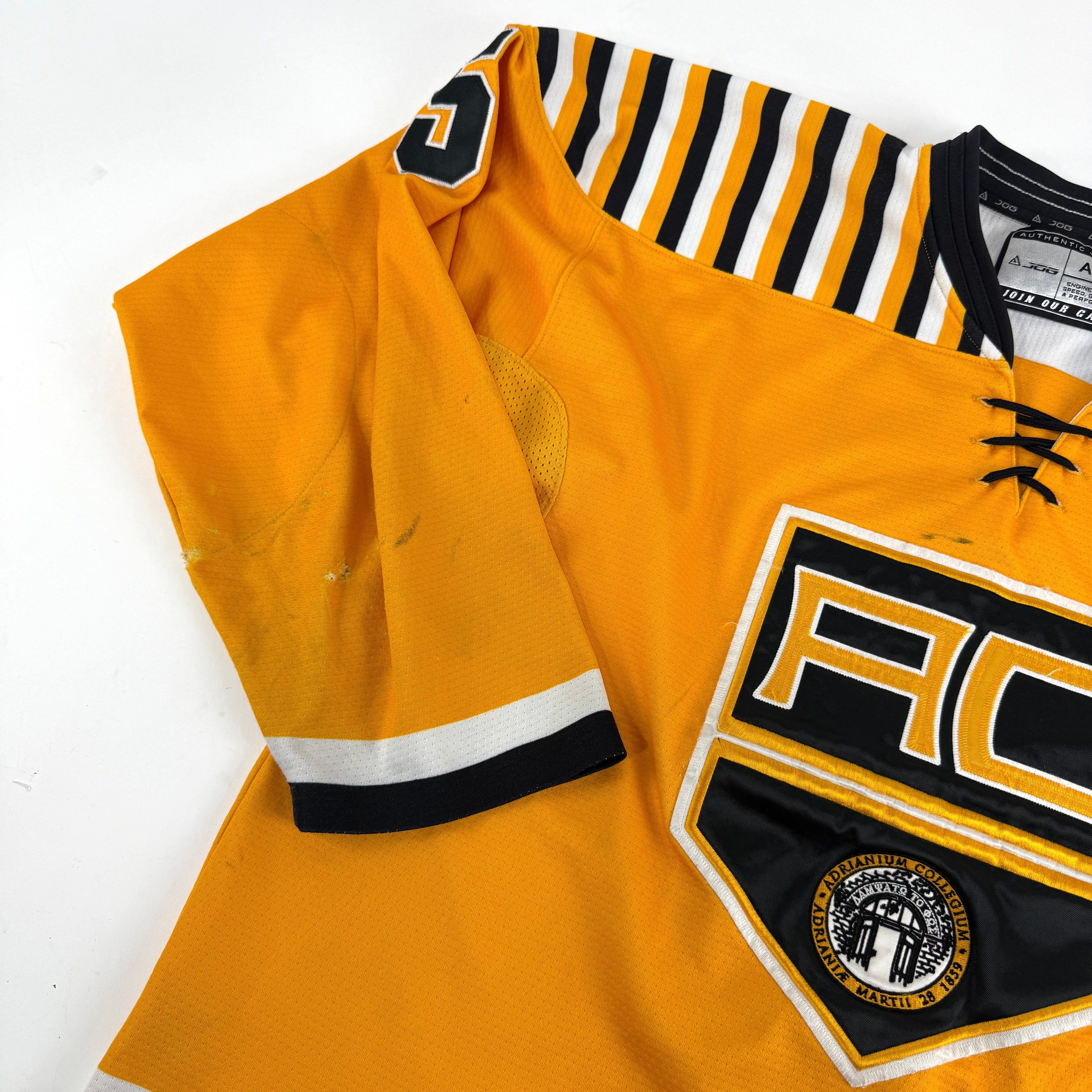 Yellow JOG Adrian College Game Jersey | Size 52 | Dell #5 - Top Flight Hockey