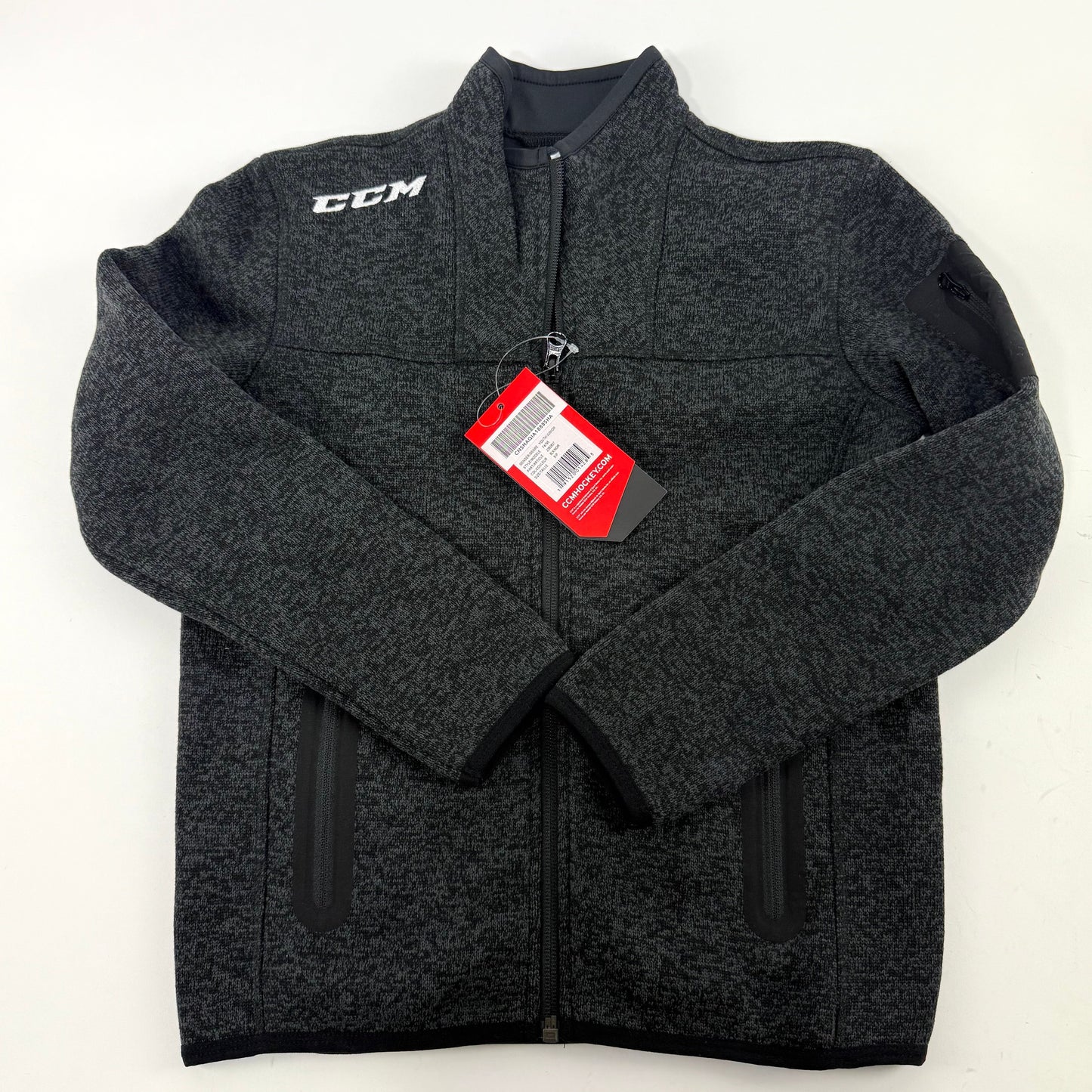 New Black CCM Youth Fleece Full Zip Jacket | Youth S | #191520014285 - Top Flight Hockey
