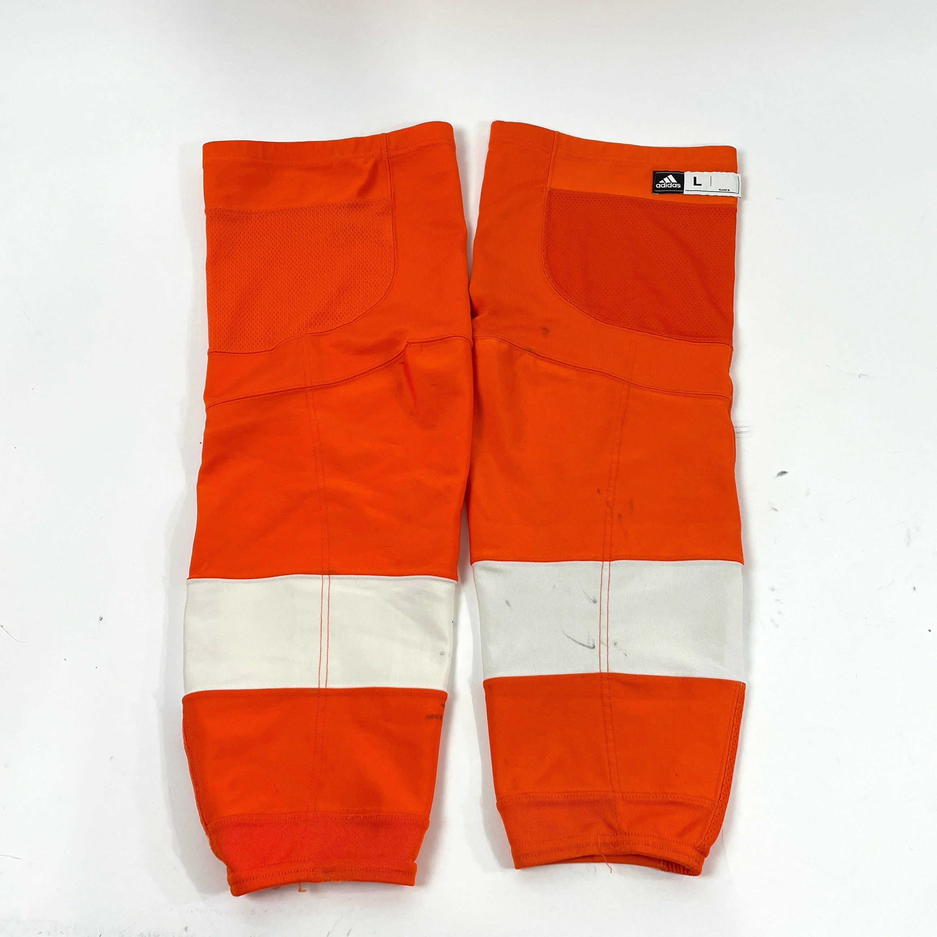 Used Adidas Flyers Orange With White Stripe Socks - Top Flight Hockey