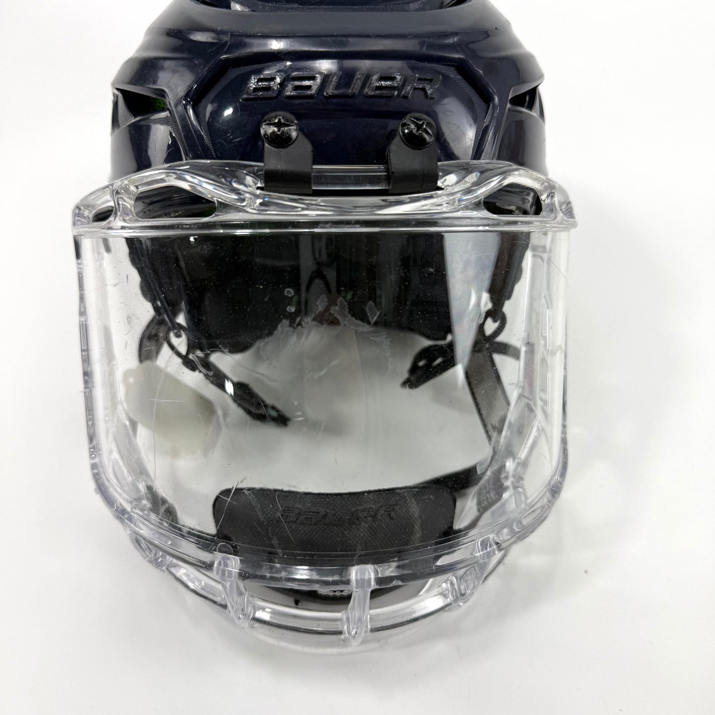 Used Navy Bauer Hyperlite Helmet With Bubble | Small/Medium | R252