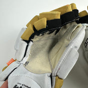 Used White and Gold CCM Jetspeed Gloves | Vegas Knights | 14" | H308