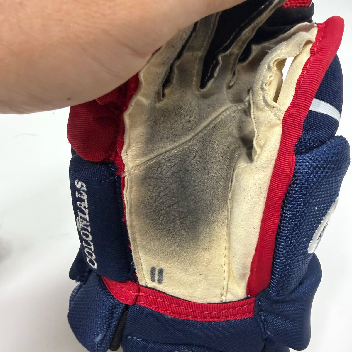 Used Blue Red White Bauer Hyperlite Gloves | 12" | AB777