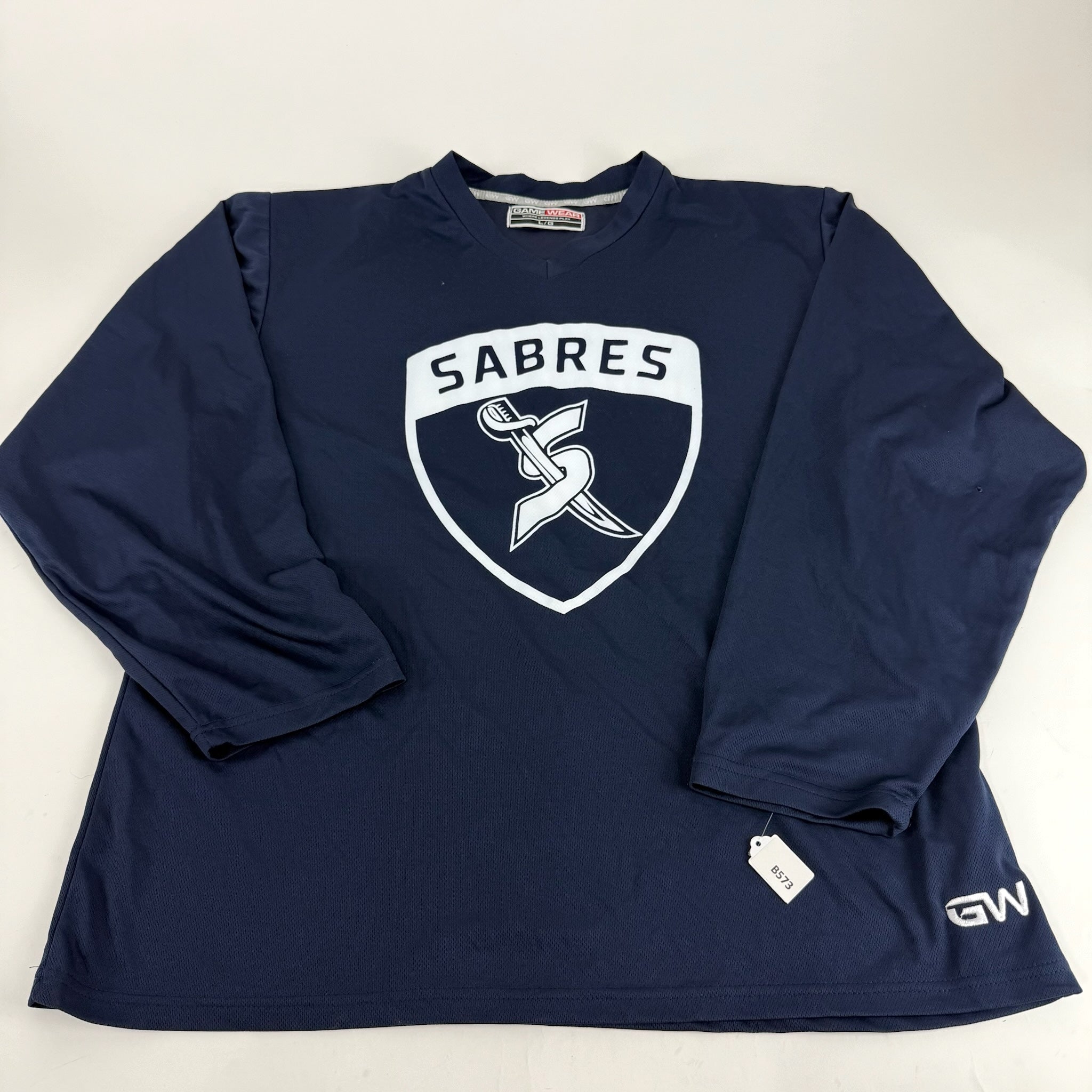 Used Navy Sabres Practice Jersey | Senior Large | B573 - Top Flight Hockey