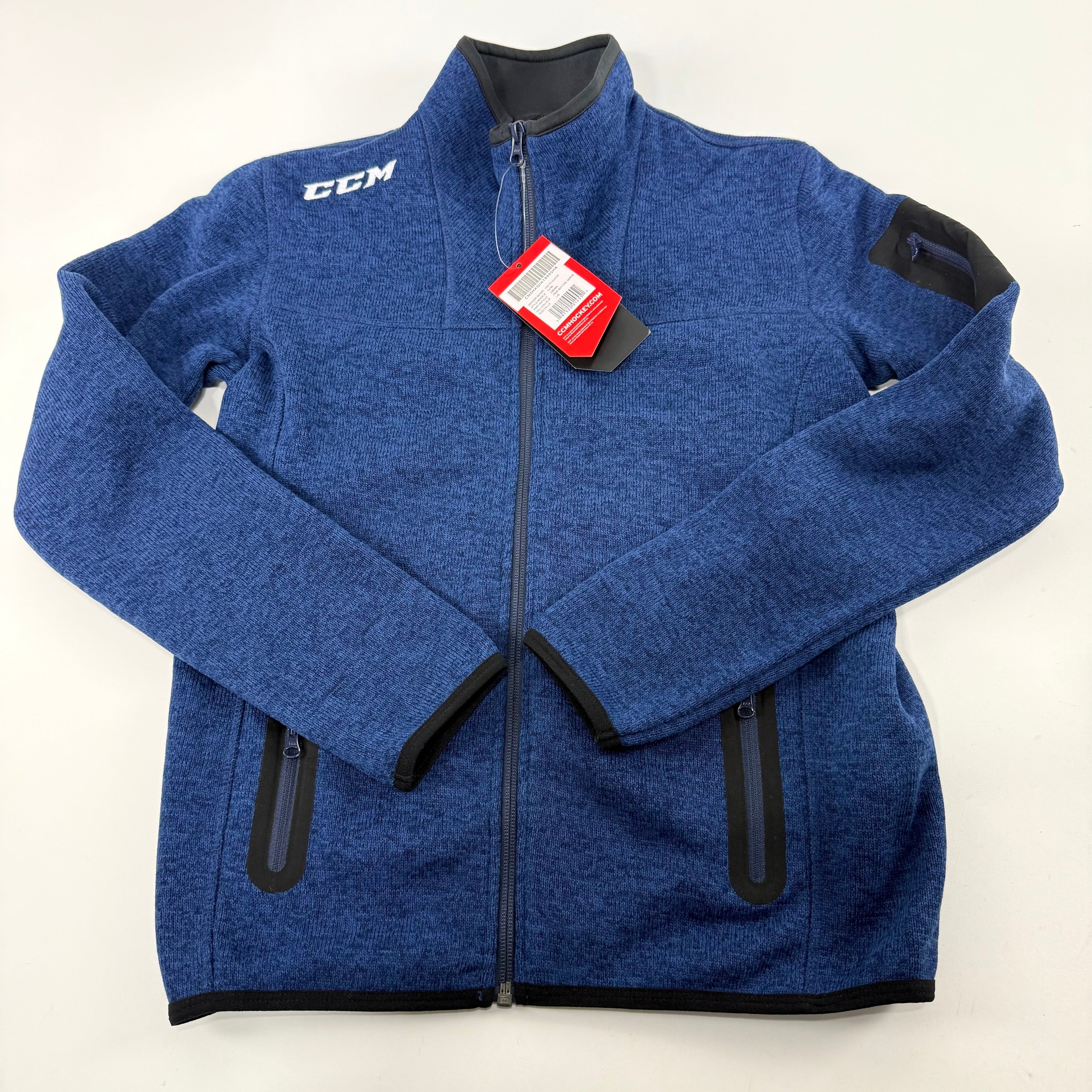 New Navy CCM Youth Fleece Full Zip Jacket | Youth L | #191520014551 - Top Flight Hockey