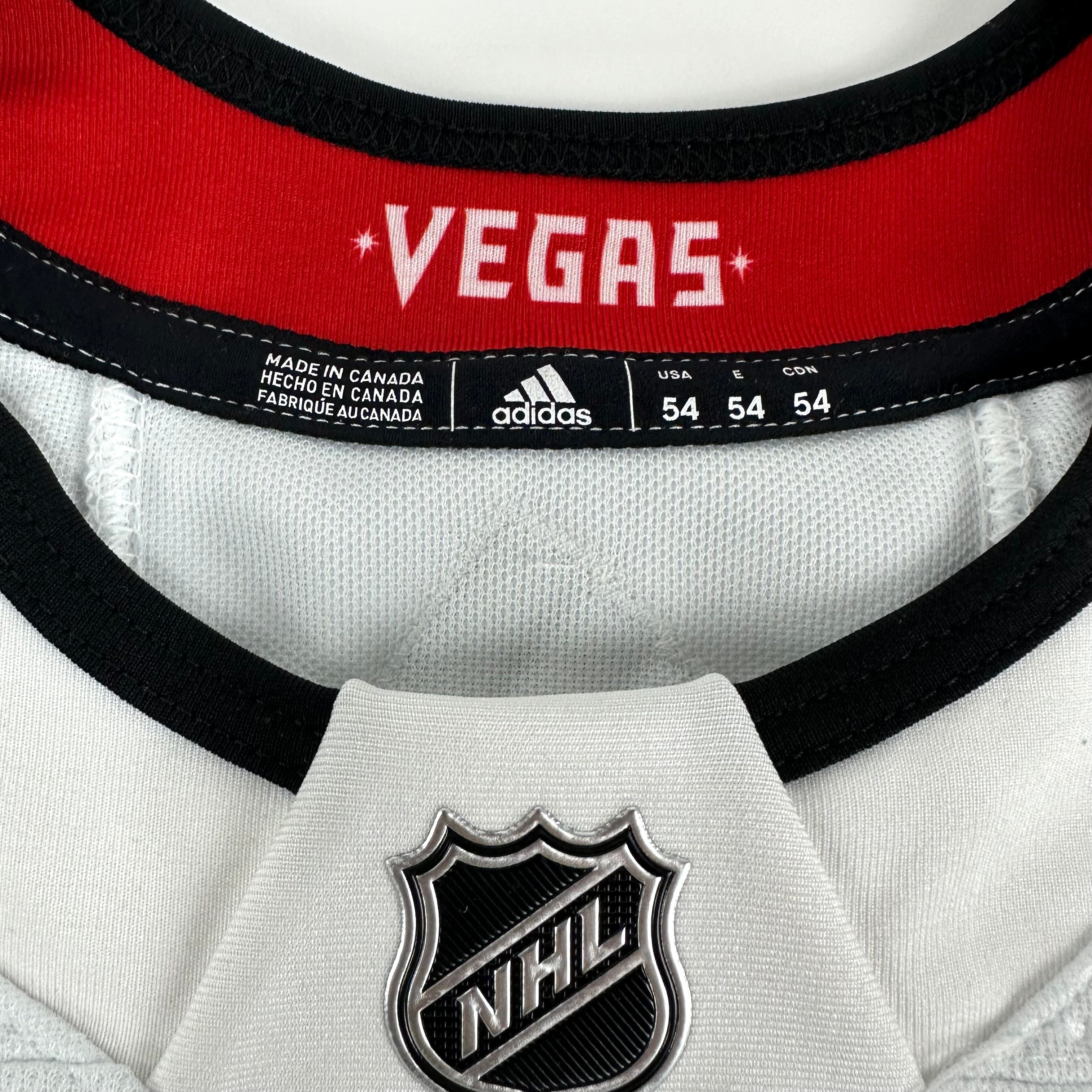 Brand New Away White Vegas Golden Knights MIC Made in Canada Blank Game Jersey - Size 54