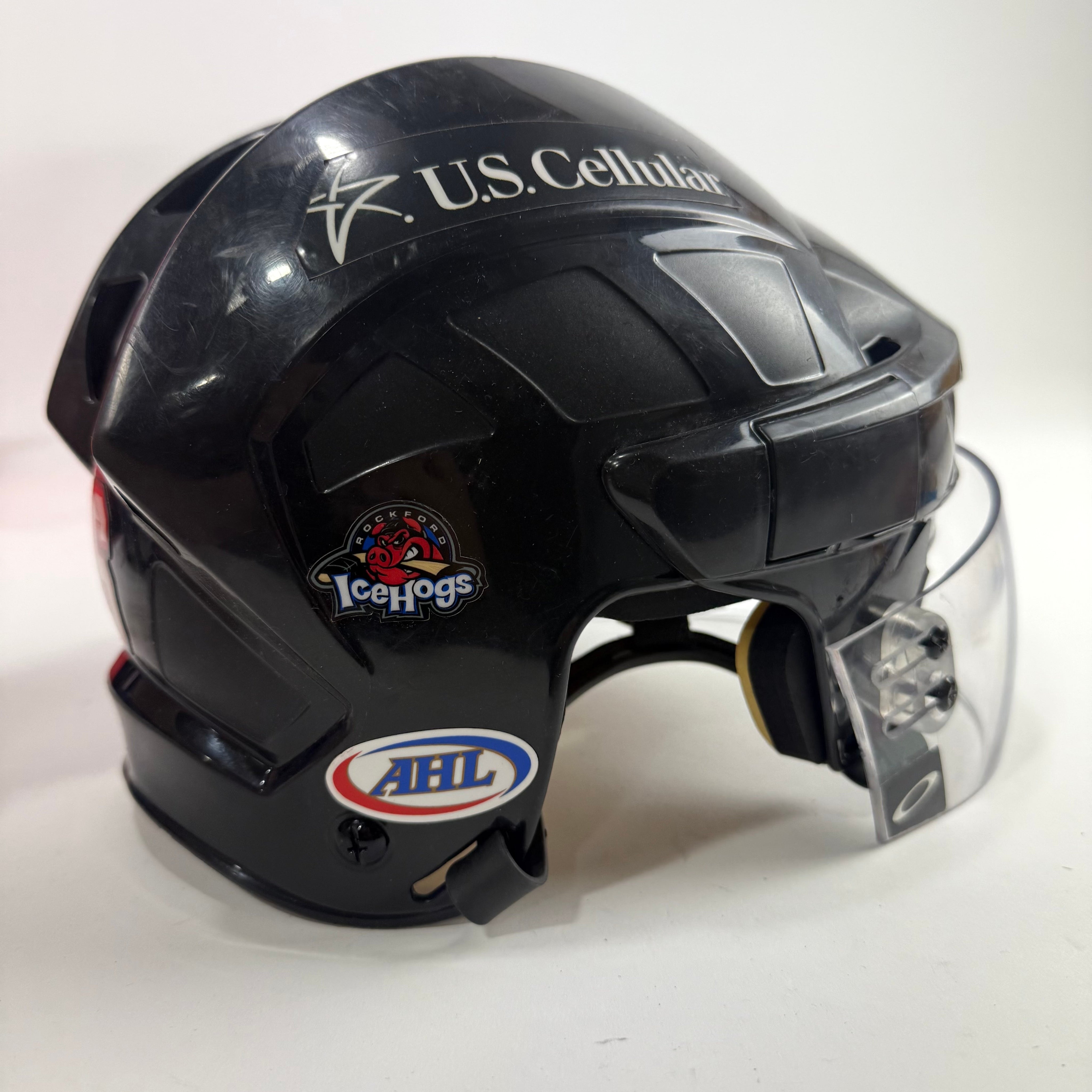 Used Rockford Ice Hogs Black Reebok 4K Helmet With Visor | Medium | L291 - Top Flight Hockey
