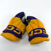 Used Yellow and Purple CCM Jetspeed Gloves | 14" | E555 - Top Flight Hockey