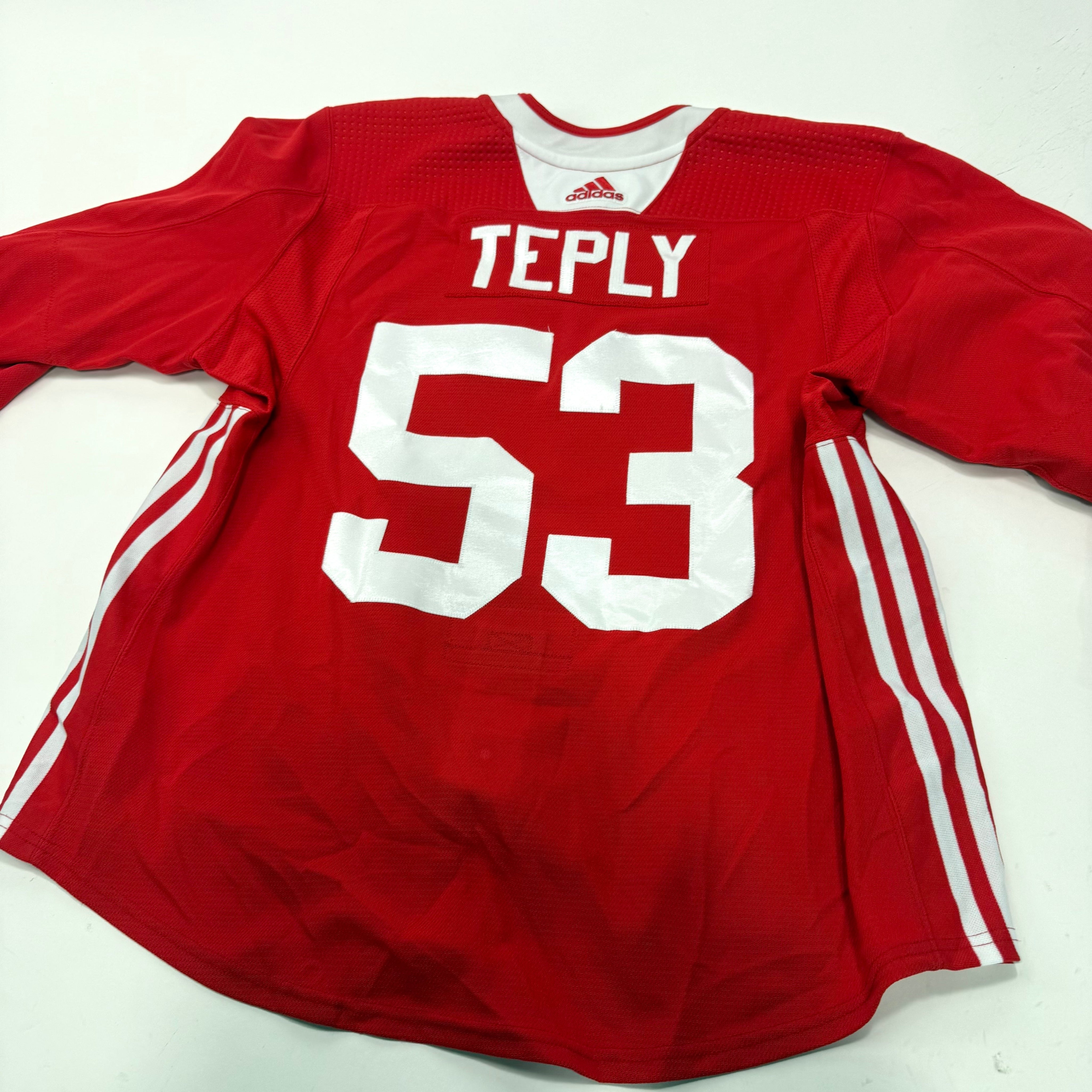 Used Red Chicago Blackhawks Adidas MIC Practice Jersey | Size 56 | Teply #53 - Top Flight Hockey
