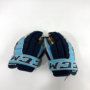 Used Navy, Baby Blue, White CCM Pro V Gloves | 12" | Maine Blackbears | B624 - Top Flight Hockey